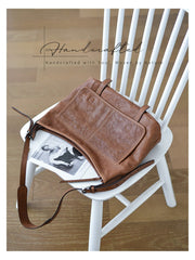 Minimalist Leather Hobo Bag Brown Genuine Leather Shoulder Bag Women