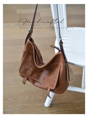Minimalist Leather Hobo Bag Brown Genuine Leather Shoulder Bag Women