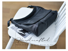 Minimalist Leather Hobo Bag Brown Genuine Leather Shoulder Bag Women