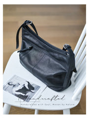 Minimalist Leather Hobo Bag Brown Genuine Leather Shoulder Bag Women