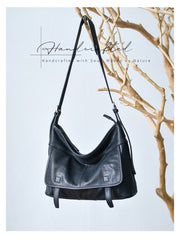 Minimalist Leather Hobo Bag Brown Genuine Leather Shoulder Bag Women