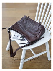 Minimalist Leather Hobo Bag Brown Genuine Leather Shoulder Bag Women