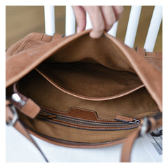 Minimalist Leather Hobo Bag Brown Genuine Leather Shoulder Bag Women