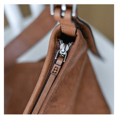 Minimalist Leather Hobo Bag Brown Genuine Leather Shoulder Bag Women