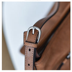 Minimalist Leather Hobo Bag Brown Genuine Leather Shoulder Bag Women