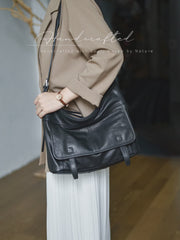 Minimalist Leather Hobo Bag Brown Genuine Leather Shoulder Bag Women
