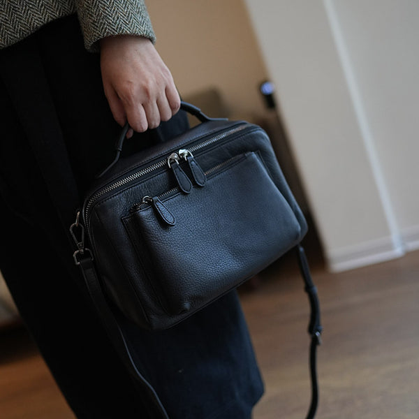 black Leather Camera Bag Crossbody Genuine Leather Camera Crossbody Bag Womens 