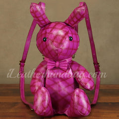 Rabbit Bunny Genuine Leather Backpack Womens Small Ladies Small Leather Rucksack 