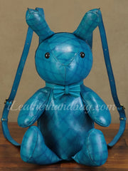 Rabbit Bunny Genuine Leather Backpack Womens Small Ladies Small Leather Rucksack 