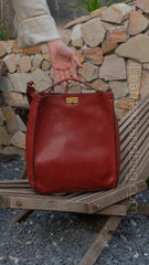 Ladies Leather Satchel Bag Red Hobo Leather Bag Medium Hobo Purse 