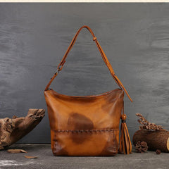 Retro Genuine Leather Hobo Bags With zipper small hobo bag