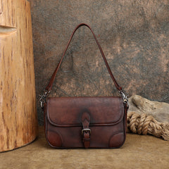 brown Retro Genuine Leather Satchel Purse Leather Satchel Crossbody Bag Womens 