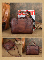 Women's Boston Bag brown Leather Boston Bag Small Leather Bags Boston 