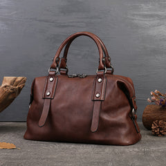 Retro Leather Boston Bag Women's Best Satchel Handbags 