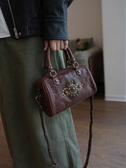Women's Boston Bag Retro Leather Boston Bag Small Leather Bags Boston