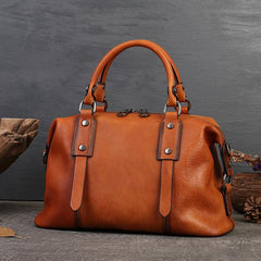 Retro Leather Boston Bag Women's Best Satchel Handbags 