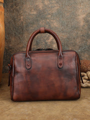 Women's Small Leather Boston Bag brown Leather Satchel Handbag 