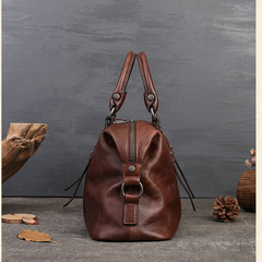 Retro Leather Boston Bag Women's Best Satchel Handbags 