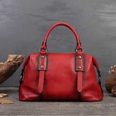 Retro Leather Boston Bag Women's Best Satchel Handbags 