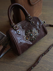 Women's Boston Bag Retro Leather Boston Bag Small Leather Bags Boston