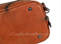 details of Retro Soft Cowhide Leather Handbag Women's Distressed Leather Tote Bag YDY