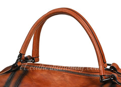 details of Retro Soft Cowhide Leather Handbag Women's Distressed Leather Tote Bag YDY