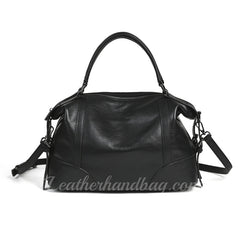 Vintage black Genuine Leather Shoulder Bag Retro Leather Handbag With Top Handle 