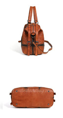 Vintage Brown Genuine Leather Shoulder Bag Retro Leather Handbag With Top Handle 