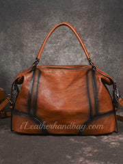 Retro Soft Cowhide Leather Handbag Women's Distressed Leather Tote Bag YDY