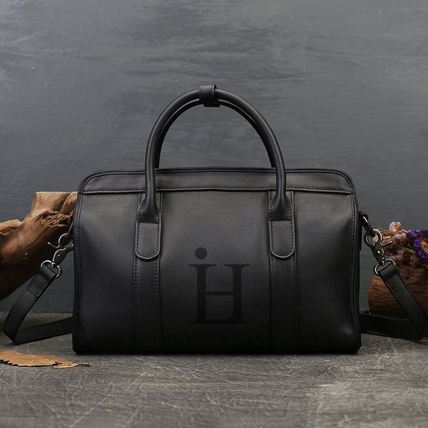 black Leather Handbag Retro Leather Handbags Womens 