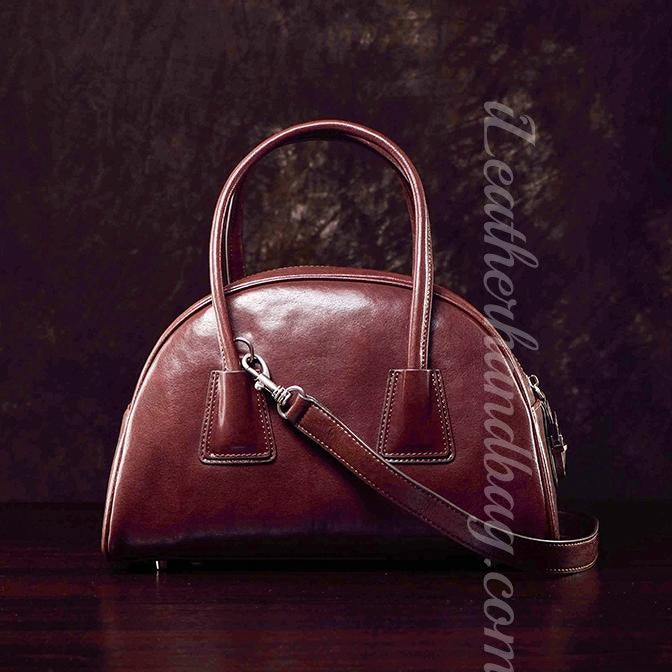 Genuine Leather Dome Satchel Handbag Women's Dome Satchel Bag 