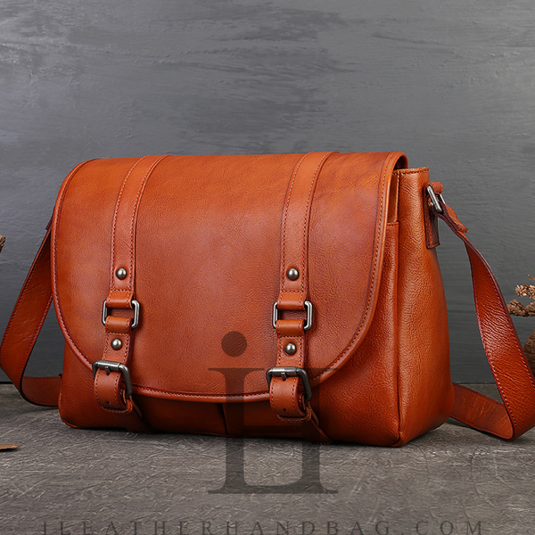 Genuine Leather Satchel Messenger Bag Womens Brown Leather Satchel 