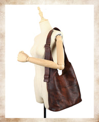 Distressed Leather Hobo Bag Genuine Leather Hobo Purses Soft Leather Slouchy Hobo Bag 