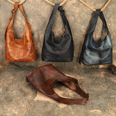 Distressed Leather Hobo Bag Genuine Leather Hobo Purses Soft Leather Slouchy Hobo Bag 