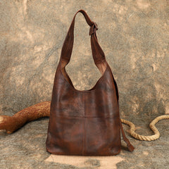 brown Distressed Leather Hobo Bag Genuine Leather Hobo Purses Soft Leather Slouchy Hobo Bag 