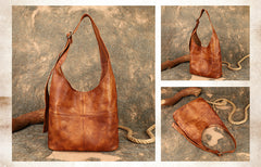 Distressed Leather Hobo Bag Genuine Leather Hobo Purses Soft Leather Slouchy Hobo Bag 