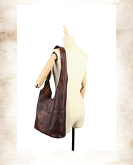 Distressed Leather Hobo Bag Genuine Leather Hobo Purses Soft Leather Slouchy Hobo Bag 