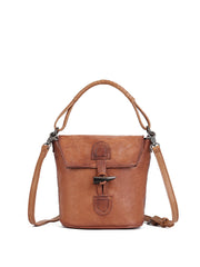 Retro Genuine Leather Bucket Crossbody Bag Small Leather Bucket Bag 