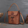 Retro Genuine Leather Bucket Crossbody Bag Small Leather Bucket Bag 