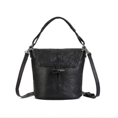 Retro Genuine Leather Bucket Crossbody Bag Small Leather Bucket Bag 