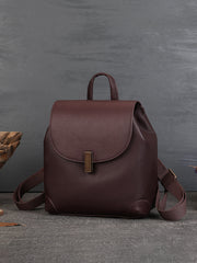 Small Leather Knapsack Genuine Leather Small Backpack Women's 