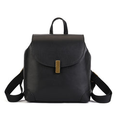 Small Leather Knapsack balck Leather Small Backpack Women's 