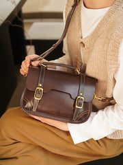 Women's Small Leather Satchel Purse brown Leather Satchel Crossbody Bag