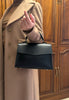 Women's Black Leather Satchel Bag Small Satchel Black Satchel Crossbody Bag 