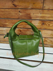 Small Leather Tote Bag Small green Leather Crossbody Purse Small Leather Purse For Ladies - iLeatherhandbag