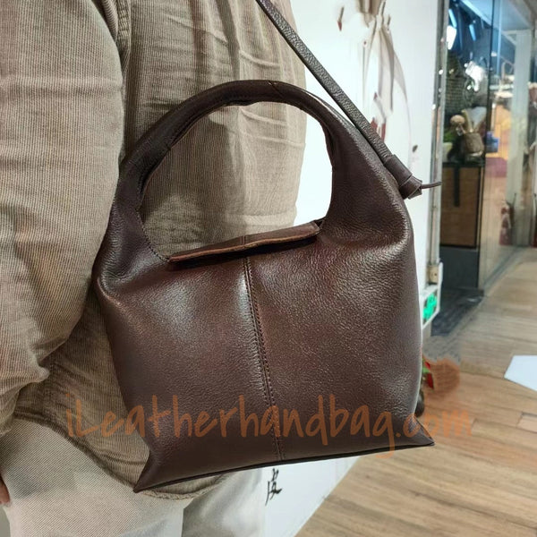 Small Leather Tote Bag Small Brown Leather Crossbody Purse Small Leather Purse For Ladies - iLeatherhandbag