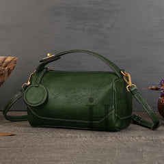 Genuine Leather Small Satchel Handbags Women's green satchel purse