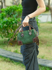 Women's Boston Bag Leather Boston Bag Small Suede Leather Bags Boston With Copper Hardware 