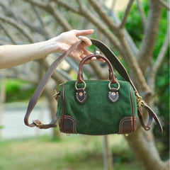 Women's Boston Bag Leather Boston Bag Small green Leather Bags Boston With Copper Hardware 