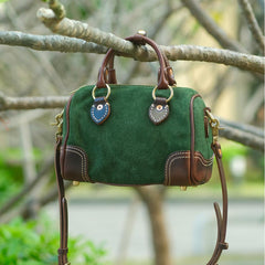 Women's Boston Bag Leather Boston Bag Small green Leather Bags Boston With Copper Hardware 